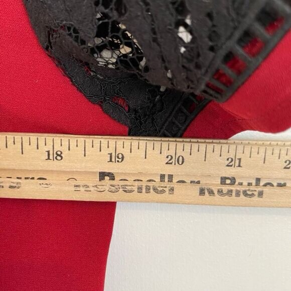 MICHAEL Michael Kors Women's M Red Black Lace Short Sleeve Shift Dress Knee - Picture 6 of 16